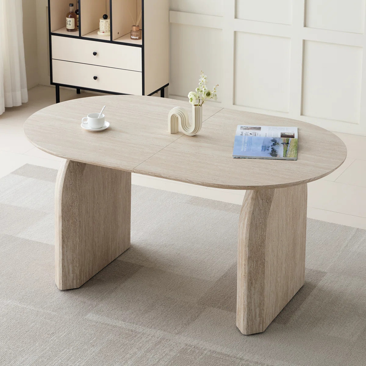 59"-90.5" Extendable Dining Table with Dual-Pillar Design | Wayfair North America