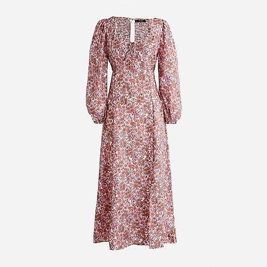Sweetheart long-sleeve midi dress in fête floral | J. Crew US