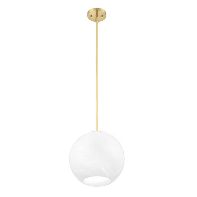 allen + roth Baldwin 1 -Light Brushed Gold Modern/contemporary Alabaster glass Globe Small Hangin... | Lowe's
