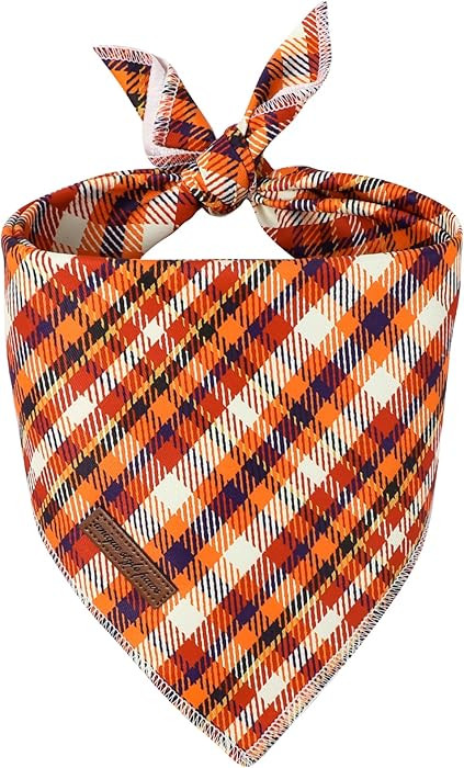 Unique Style Paws Dog Bandanas 1PC Washable Cotton Triangle Dog Scarfs Autumn Plaid with Colorful... | Amazon (US)