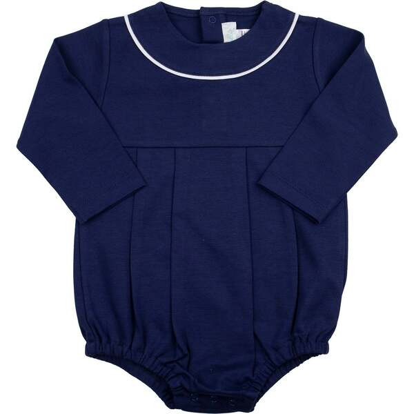 Long Sleeve Jersey Bubble Romper, Boys, Navy | Maisonette