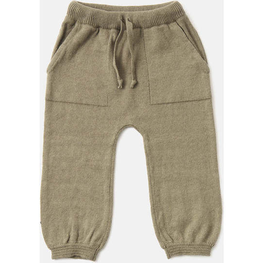 Chunky Ribbed Knit Elastic Waistband Drawstring Relaxed Fit Joggers, Olive | Maisonette