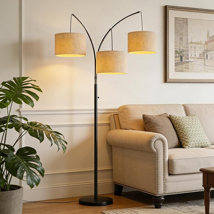 80 Inch Arc Floor Lamp with Remote Control, 3-Light Dimmable Standing Lamp for Living Room, 2400L... | Amazon (US)