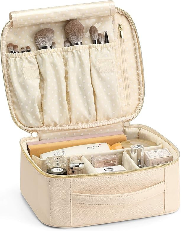 Vlando Large Makeup Cosmetic Bag Organiser Leather Make up Boxes Storage Case with Compartment,Profe | Amazon (UK)