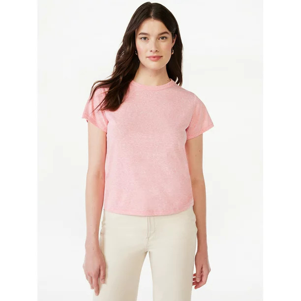 Free Assembly Women's Ringer Tee with Short Sleeves, Sizes XS-XXXL | Walmart (US)