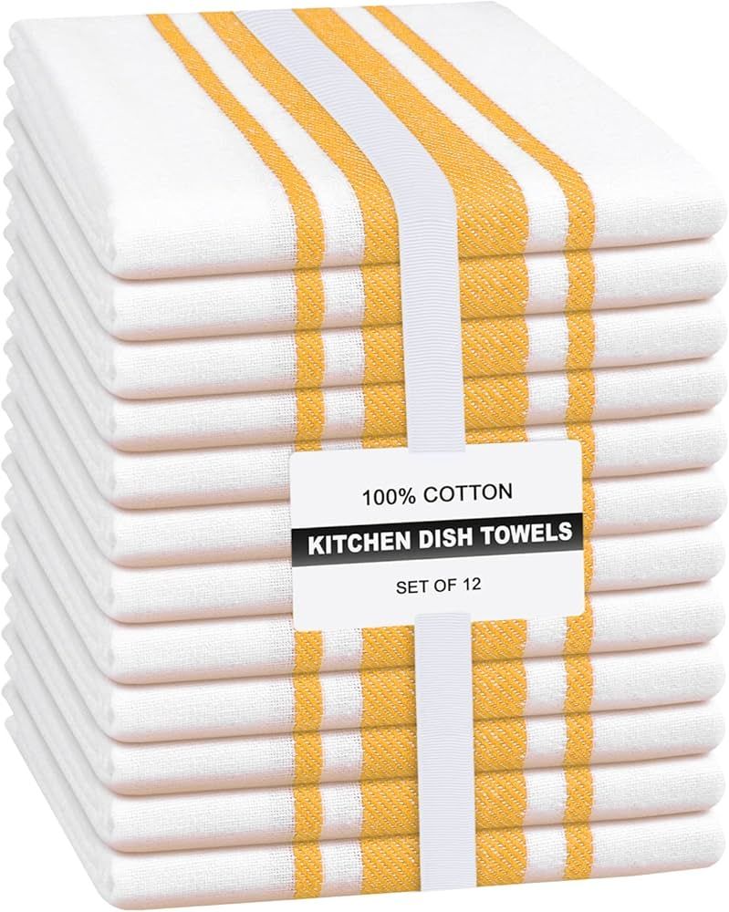 Linen Hub Set of 12 Kitchen Dish Towels Cotton 15x25 Absorbent Durable Washable, Tea Towels, Dish... | Amazon (US)