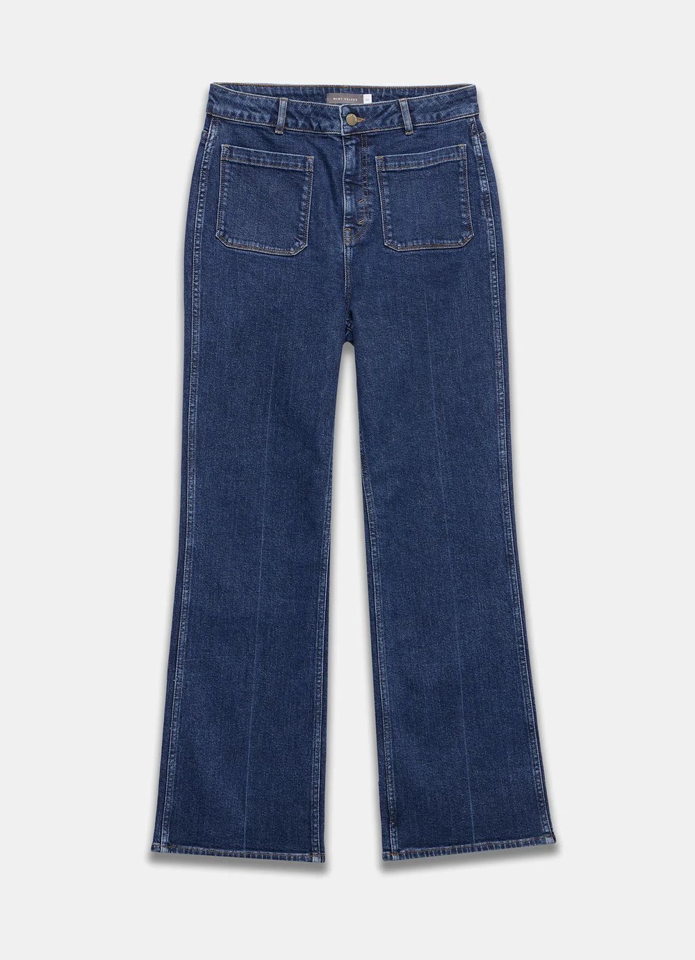 Indigo Relaxed Straight Patch Pocket Jeans | Mint Velvet