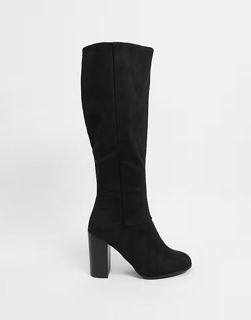 ASOS DESIGN Wide Fit Cuba knee boots in black | ASOS (Global)