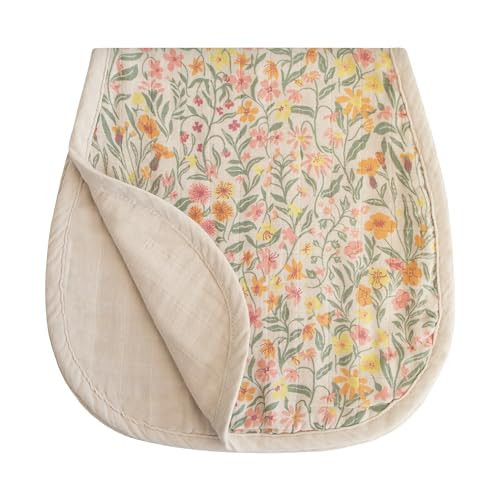 mushie Muslin Baby Burp Cloths | 100% Organic Cotton, Set of 2 (Pastel Blooms/Fog) | Amazon (US)
