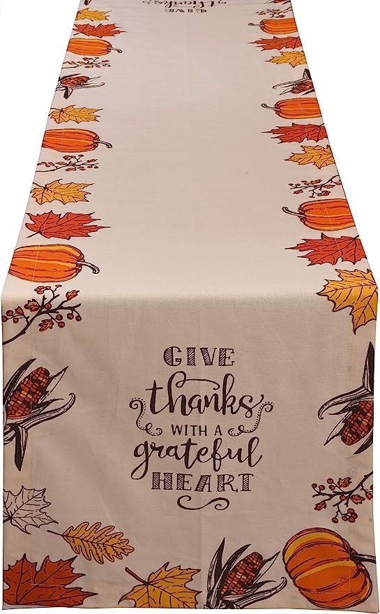 Yourtablecloth Table Runner 100% Cotton Tablerunner Elegant Décor forThanksgiving (Give Thanks, ... | Amazon (US)