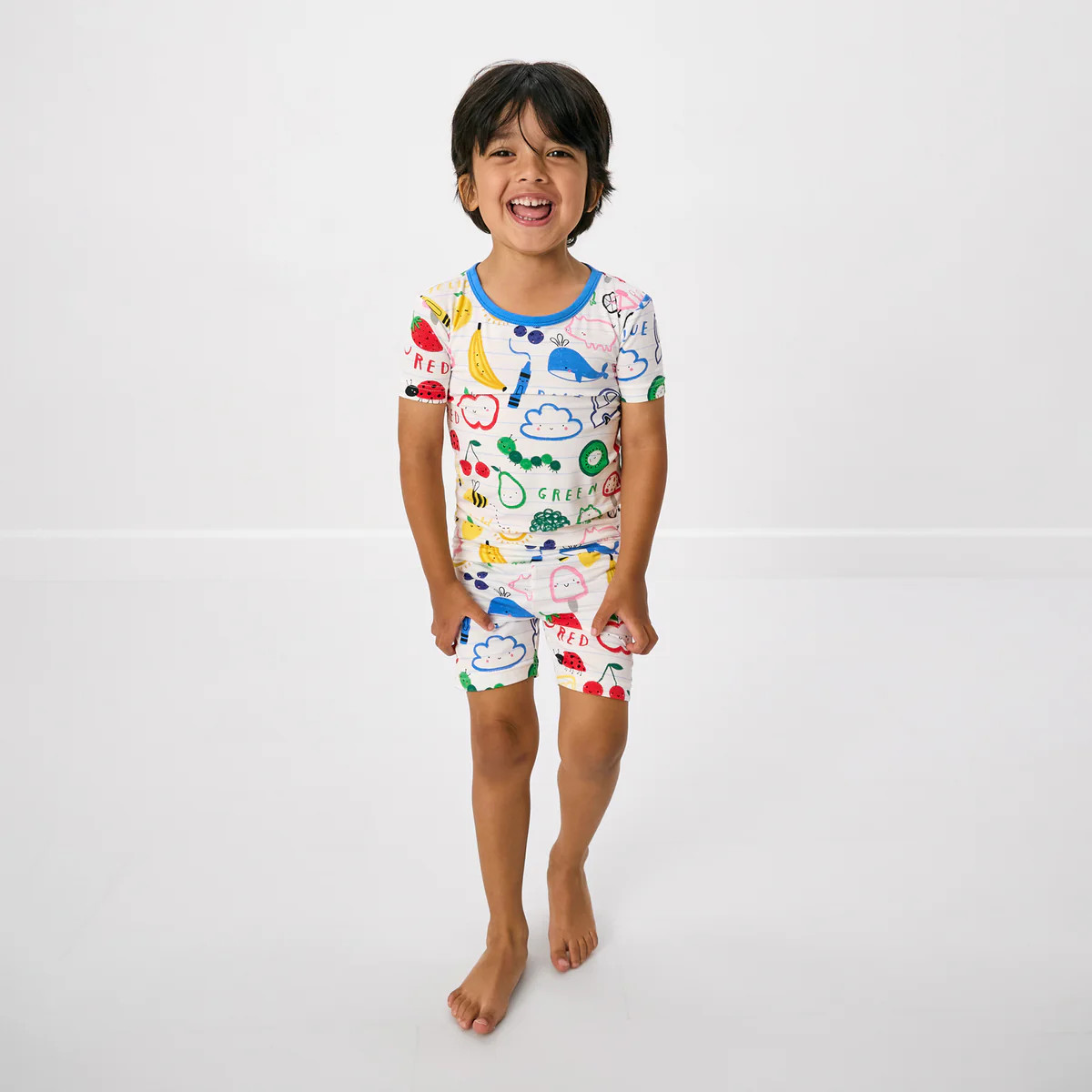 Coloring Crew Two-Piece Short Sleeve & Shorts Pajama Set | Little Sleepies