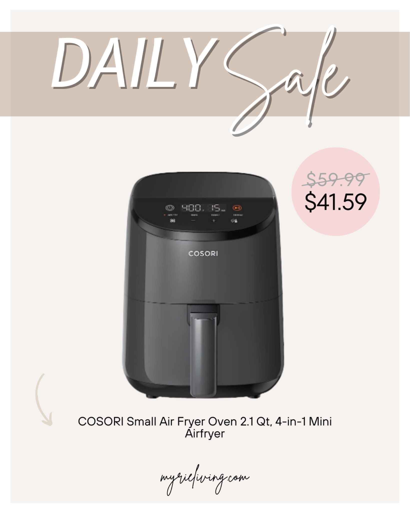 COSORI Small Air Fryer Oven 2.1 Qt, 4-in-1 Mini Airfryer,Space