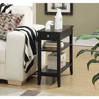 Smoke Grey Oak and Black Chairside Table with AC/USB Charging | Bed Bath & Beyond