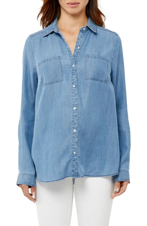A PEA IN THE POD Long Sleeve Chambray Maternity Shirt at Nordstrom, Size Large | Nordstrom