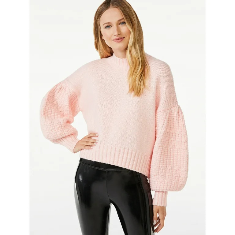 Scoop Women's Cropped Bobble Sweater - Walmart.com | Walmart (US)