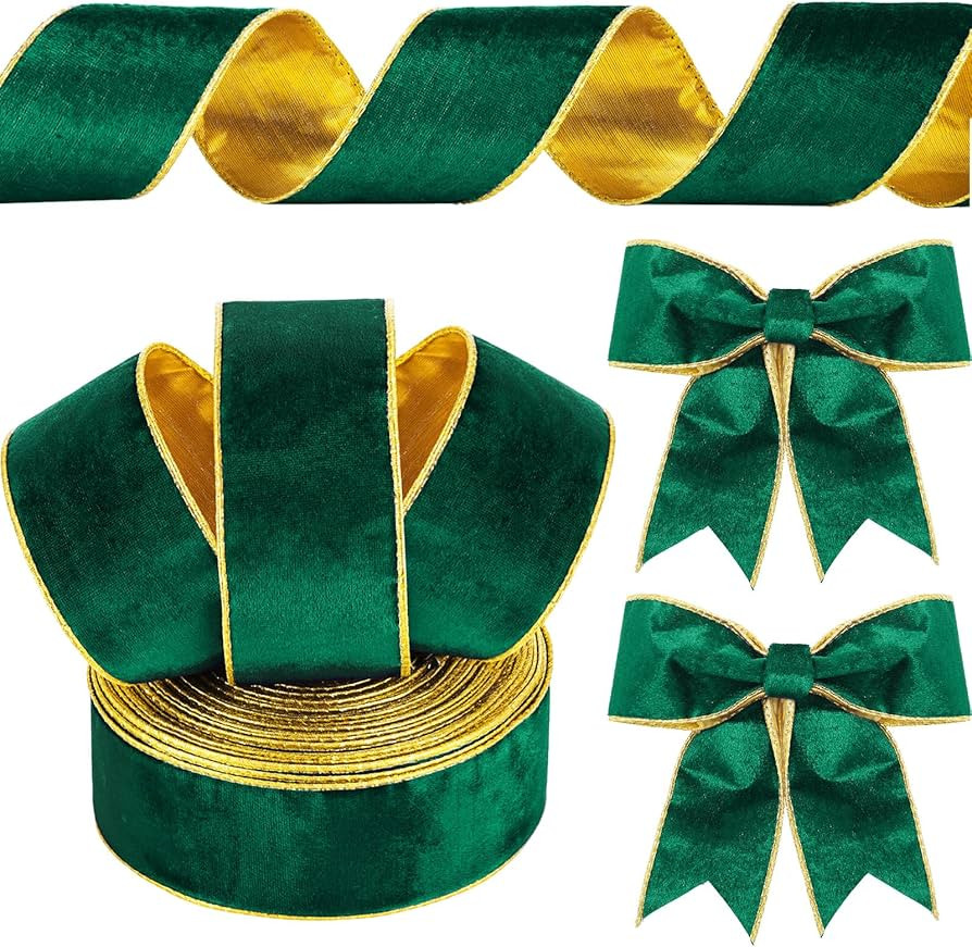 Yungyan Velvet Ribbons with Gold Edge Felt Ribbon Gift Bow Wrapping Ribbon for Handmade, Home Dec... | Amazon (US)