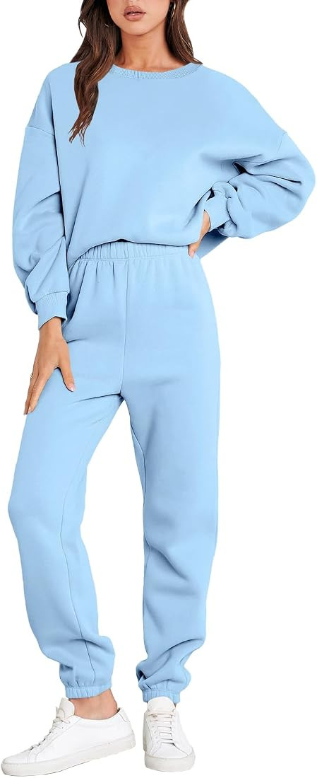 ANRABESS Women's Two Piece Outfits Long Sleeve Crewneck Sweatsuit with Jogger Pants Lounge Sets w... | Amazon (US)