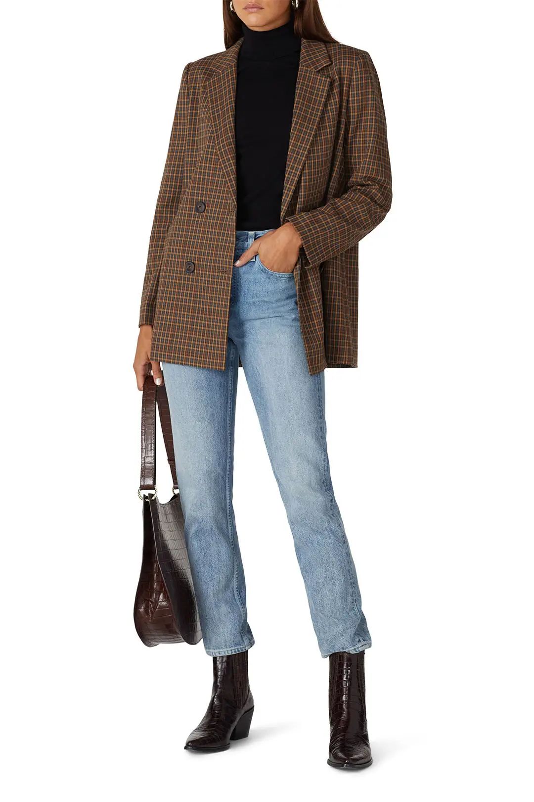 Madewell Brown Plaid Caldwell Blazer | Rent The Runway