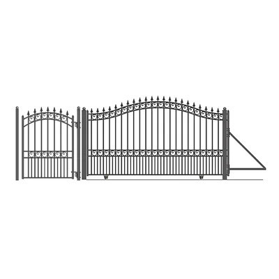Steel Sliding Driveway Gate with Pedestrian Gate - LONDON Style | Wayfair North America