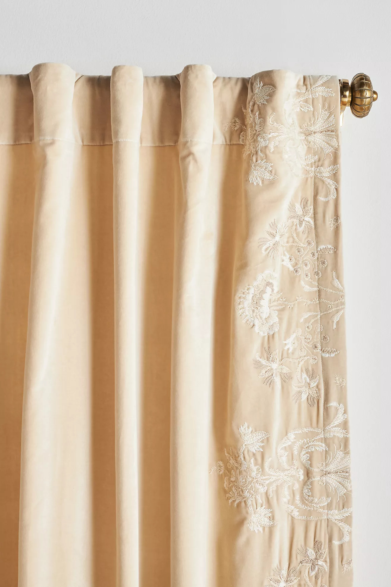 Embroidered Velvet Harlowe Curtain | Anthropologie (US)