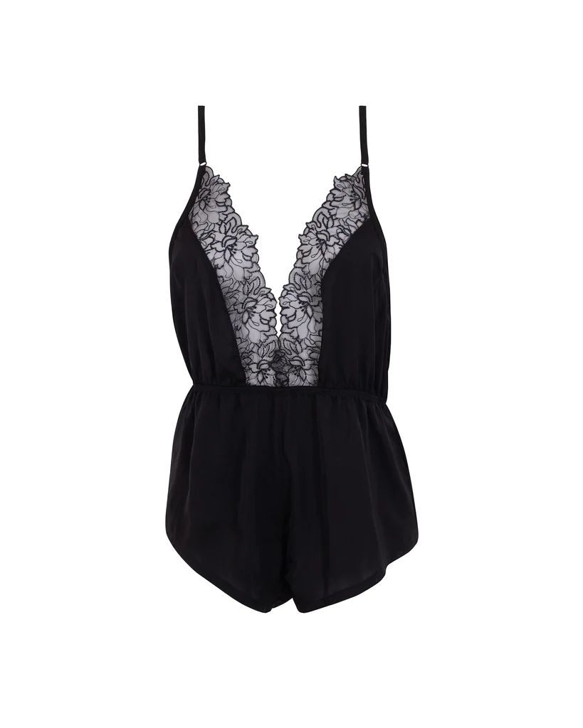 Alanna Luxury Satin Teddy Black | Bluebella