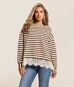 Striped Lace Trim Sweater | Buckle