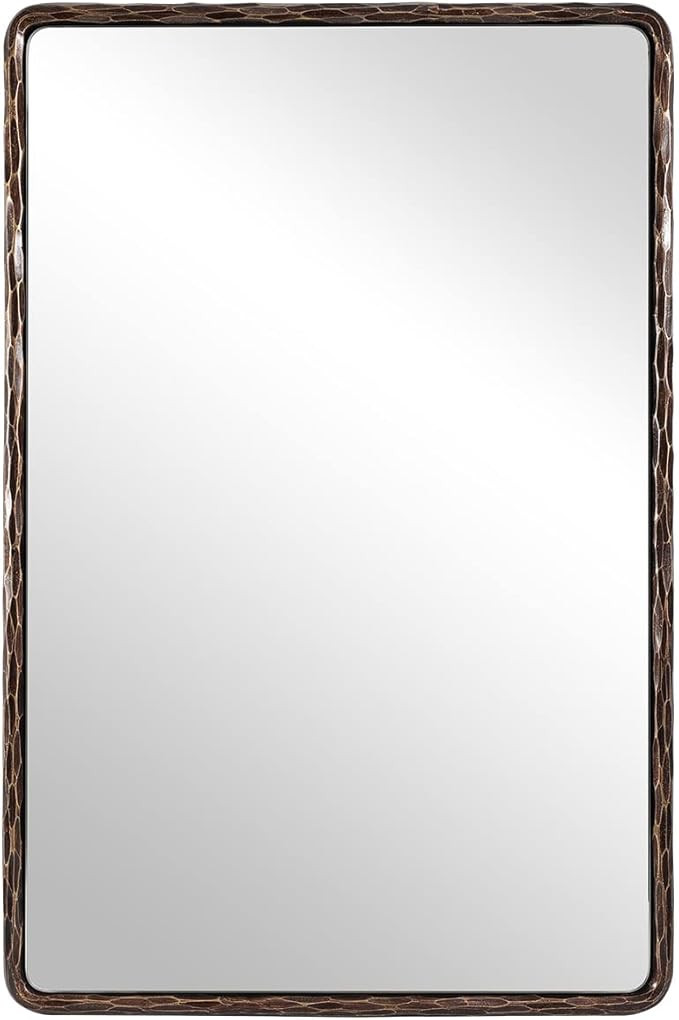 ANDY STAR Hand-Forged Bronze Bathroom Mirror for Wall, 24x36 Inch Vintage Solid Steel Metal Frame... | Amazon (US)