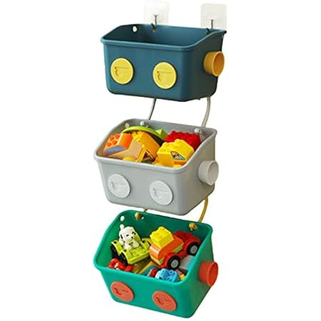 LUFOFOX Bath Toy Storage Organizer Basket, 3 Layers Colorful Robot Modeling Wall Mounted Kids Hangin | Amazon (US)