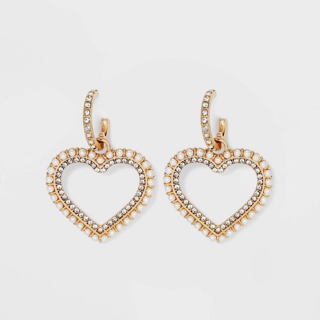 SUGARFIX by BaubleBar Pearl Heart Drop Earrings - Gold | Target