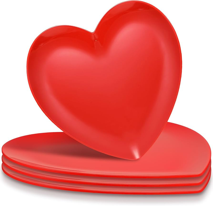 9.5 Inch Heart Shaped Dinner Plates, Valentine's Serving Plates, Unbreakable Ceramic-like Plates ... | Amazon (US)