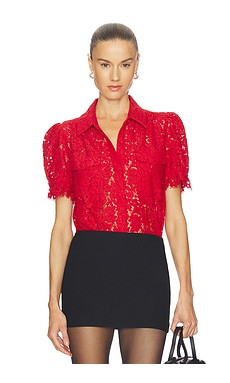 Generation Love Mina Lace Top in Scarlet from Revolve.com | Revolve Clothing (Global)