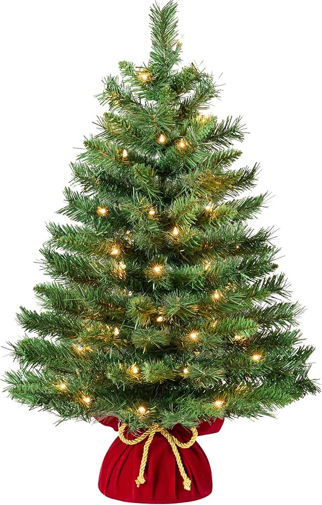 Best Choice Products Pre-Lit Decorative Christmas Tree, 3ft Artificial Holiday Desktop Accent wit... | Amazon (US)