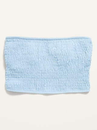 Smocked Bandeau Longline Bikini Swim Top for Women | Old Navy (US)