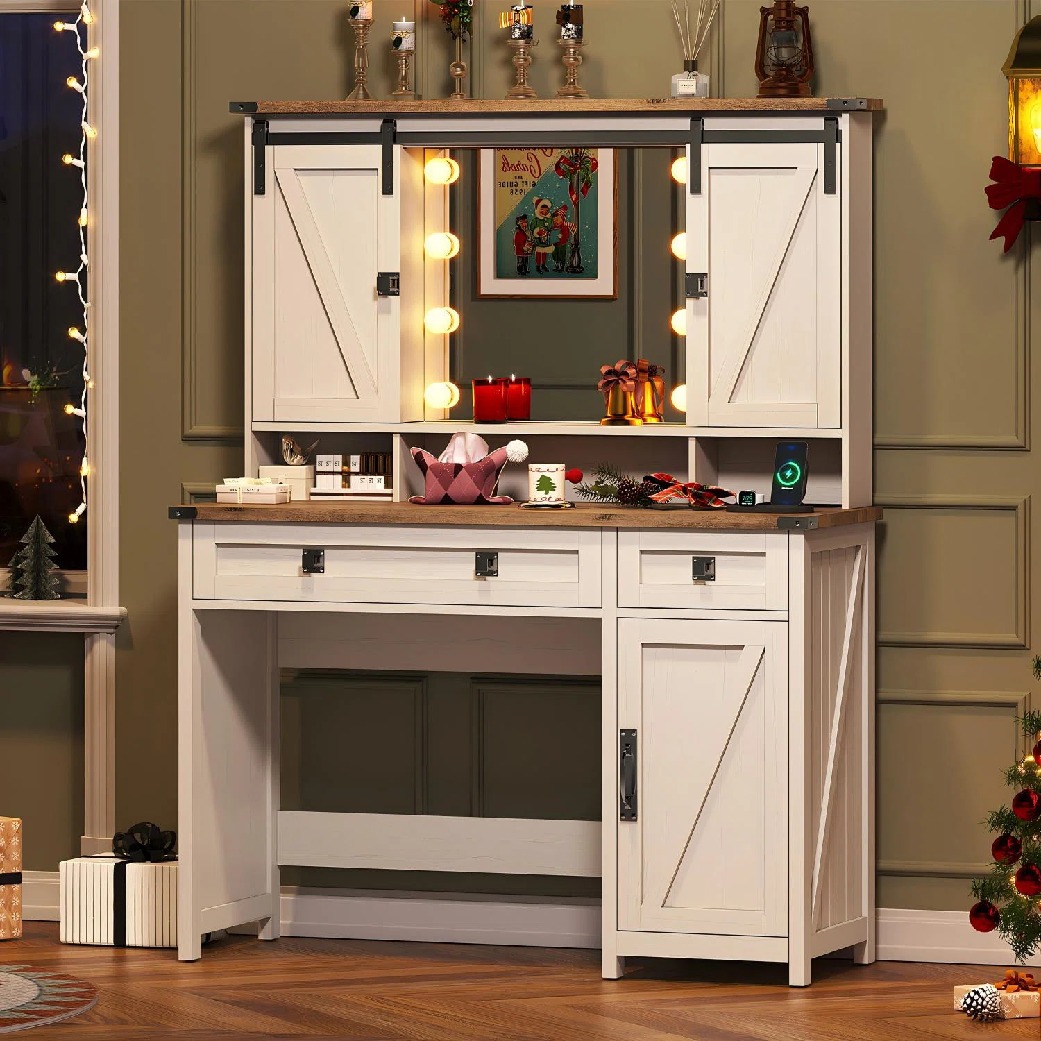 Farmhouse Makeup Vanity with Storage Drawers | Wayfair North America