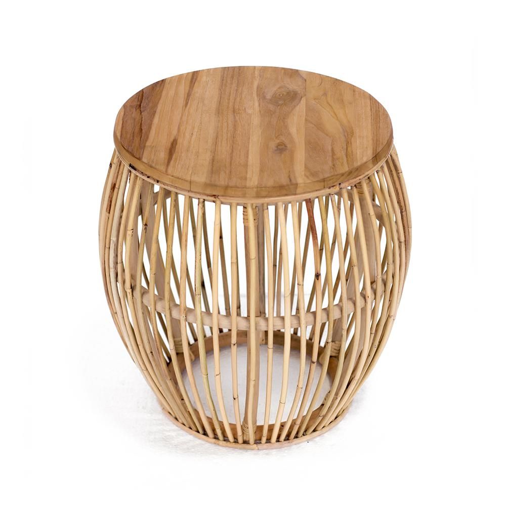 Padma's Plantation Edgewater 19.69 in. Natural in Light Wood Standard Round Rattan Side Table, Natur | The Home Depot