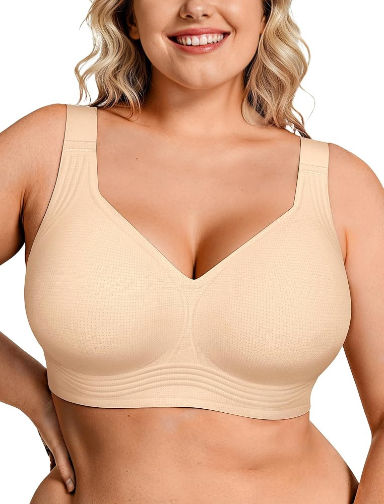OEAK Womens Wireless Jelly Bra Plus Size Supportive Seamless Bras Full Coverage Push Up Comfortab... | Amazon (US)