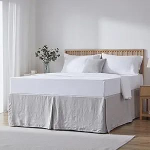 Simple&Opulence Premium 100% Linen Bed Skirt Basic Style 18 inch Tailored Drop Dust Proof Easy Fi... | Amazon (US)