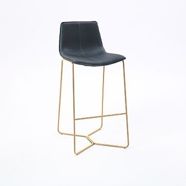 Slope Counter Stool, Aspen Leather, Aegean | West Elm (US)