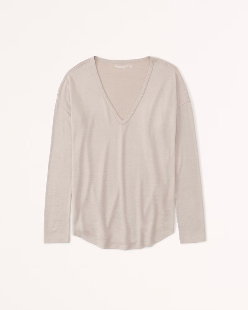 Women's Cozy Long-Sleeve V-Neck Legging Tee | Women's Tops | Abercrombie.com | Abercrombie & Fitch (US)