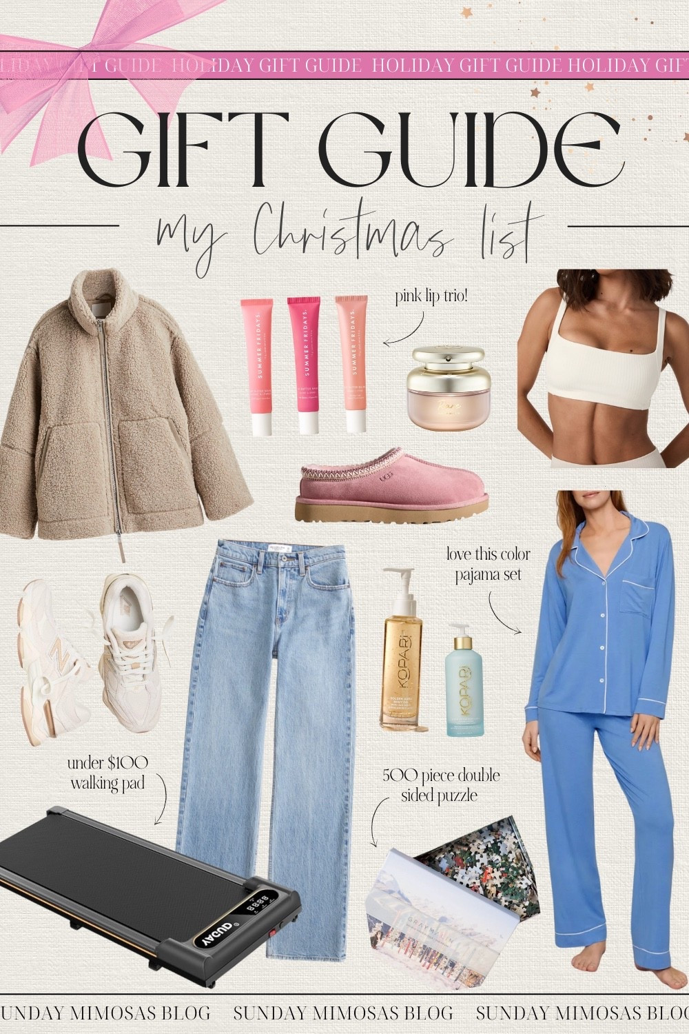 Christmas Gift Ideas for Her 🎁✨ Here’s my personal Christmas Wishlist for anyone who needs help thinking of ideas on what to add to your Christmas list ☺️

Including a fuzzy zip up jacket, the Summer Fridays lip balm set, Old Navy Christmas pajamas, Abercrombie jeans, New Balance sneakers, a walking pad, pink UGG slippers, the Rare Beauty perfume, Kopari skincare and more!

Linking more Christmas gift ideas for women and gifts for her below! 

All of our 2025 Christmas Gift Guides (with more details on the products) are on sundaymimosasblog.com 🎁

#LTKCyberWeek #LTKHoliday #LTKGiftGuide