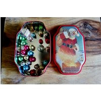 Miniature Mercury Glass Ornaments, Vintage Christmas Decor, Feather Tree Bulbs, Comes in Santa Tin Gift For Collector, Grannycore Kitsch | Etsy (US)