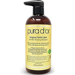 PURA D'OR Original Gold Label Anti-Thinning Biotin Shampoo (16oz) w/ Argan Oil, Nettle Extract, S... | Amazon (US)