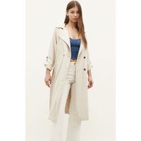 Stradivarius Long Flowing Trench Coat Stone L | Stradivarius (UK)