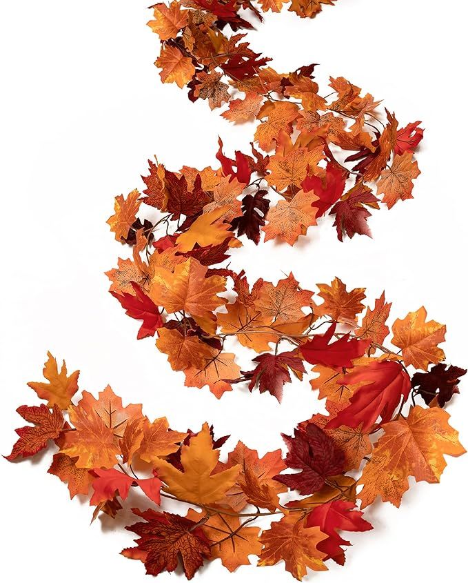 Tiny Land 2 Pack Fall-Garland, Fall-Decor Maple Leaf, 6ft Foliage Mantle Vine Artificial Fall-Dec... | Amazon (US)
