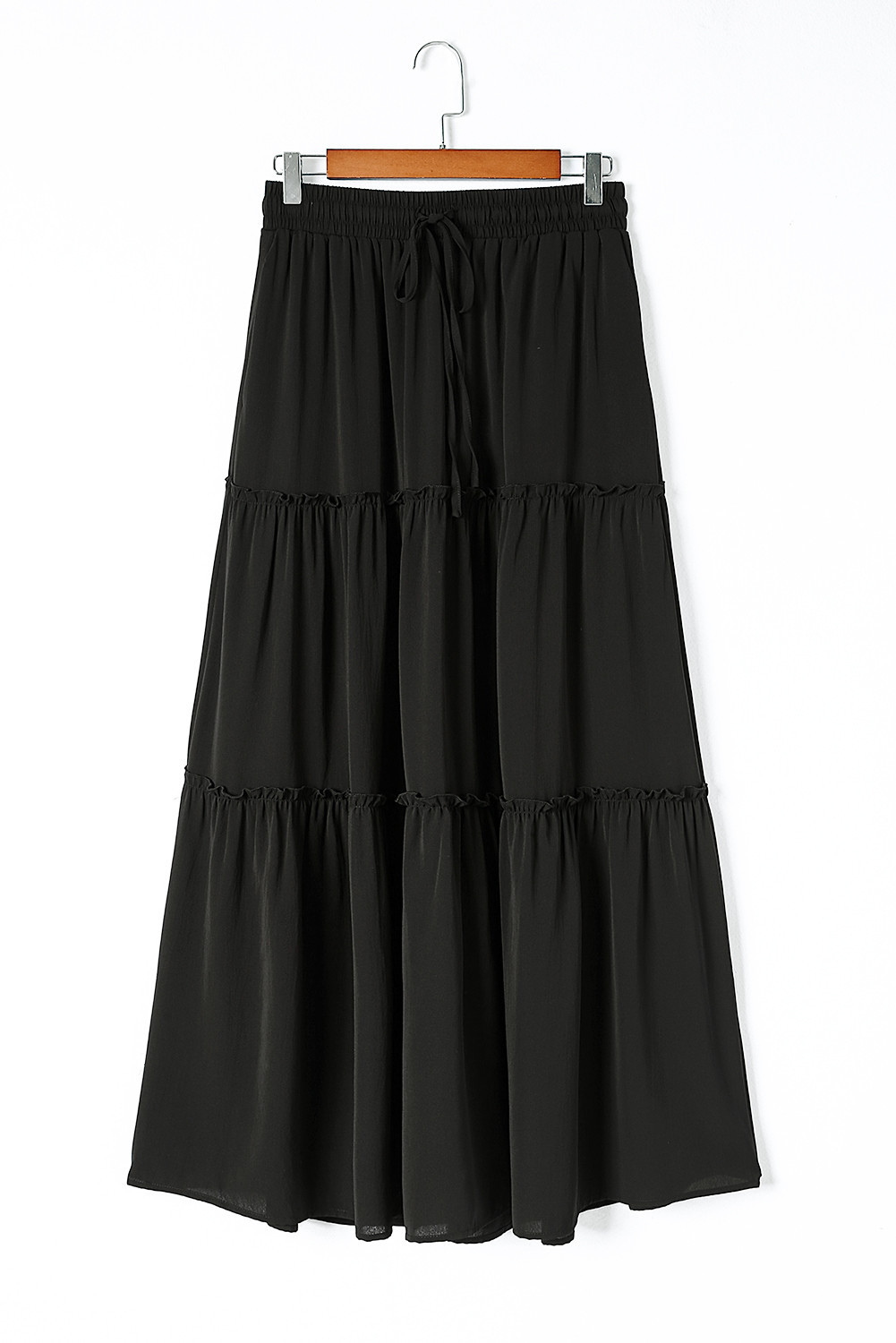 Frill Tiered Drawstring Waist Maxi Skirt | Evaless