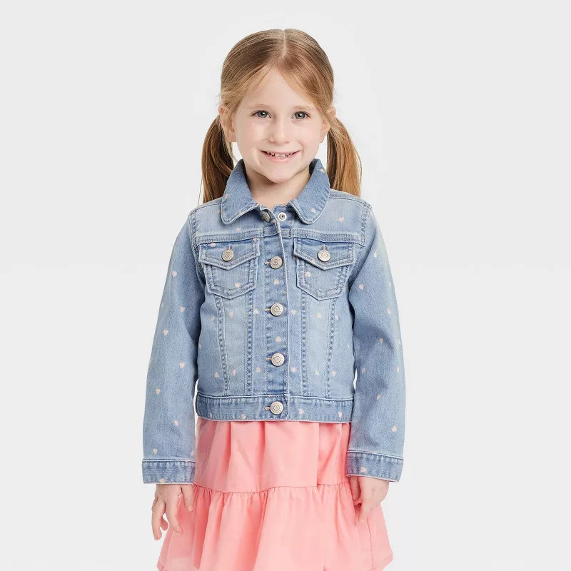 OshKosh B'gosh Toddler Girls' Heart Denim Jacket - Blue | Target