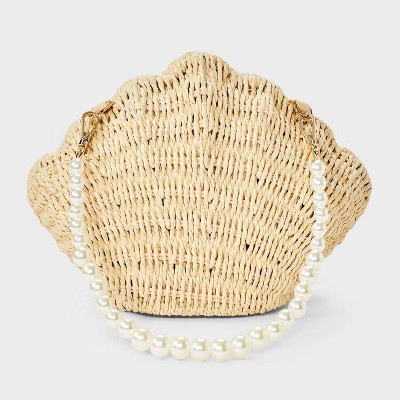 Straw Clamshell Clutch Handbag - A New Day™ Light Beige | Target