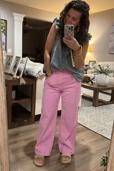 Love these pink pants!!! And even more that they come in petite sizes! Wearing a 10 petite! 

#LTKmidsize #LTKstyletip #LTKfindsunder50