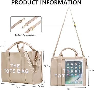 Work Tote Bags for Women - Trendy Personalized Oversized PU Leather Tote Bag Top-Handle Shoulder ... | Amazon (US)