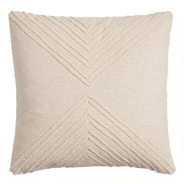 Ivory Geometric Embroidered Throw Pillow | World Market